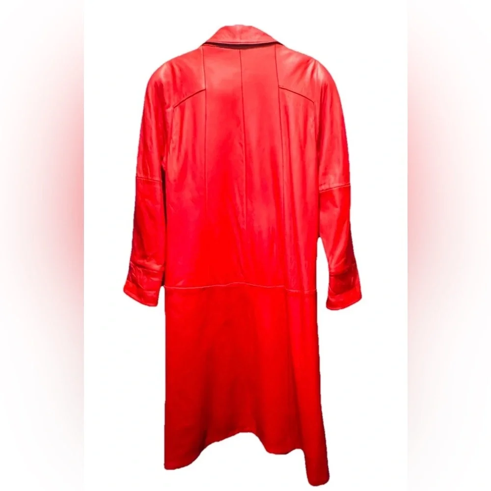 Jonathan Paris Vintage Women’s Red Leather Trench Coat Size XS - Picture 2 of 5